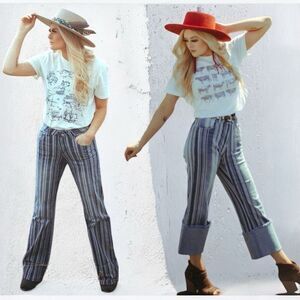 Lucky & Blessed Stripe High Rise Bootcut Denim Jean NWT